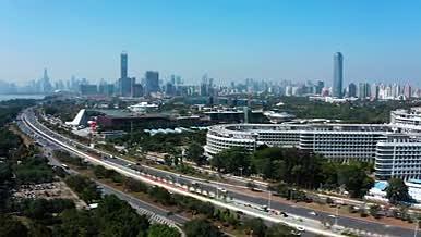 4k航拍深圳滨海城市建设交通车流视频的预览图